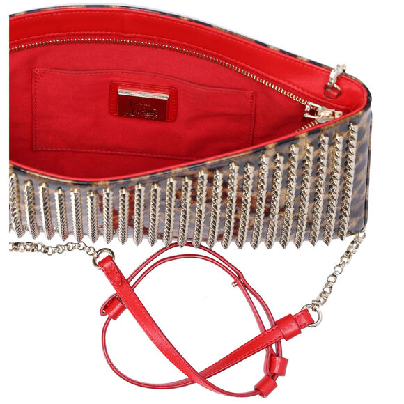 Christian Louboutin Loubiposh Shoulder Bag Light Brown Brown PVC Leopard - Picture 6 of 7